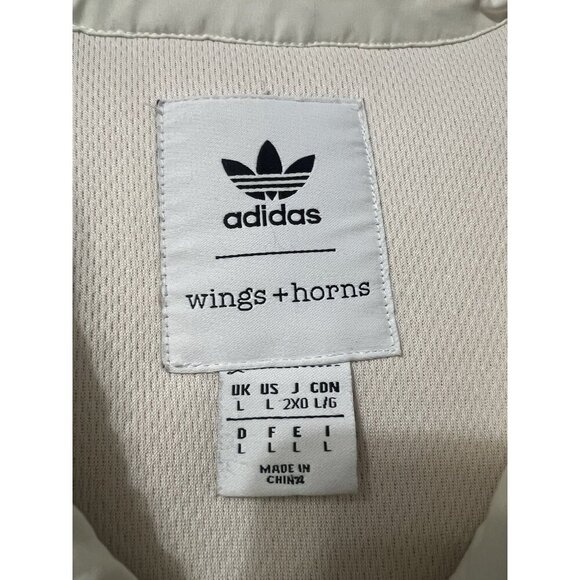 Adidas Wings & Horn Off White Sherpa Jacket Coat Men Size L Button Down Front - Picture 3 of 12